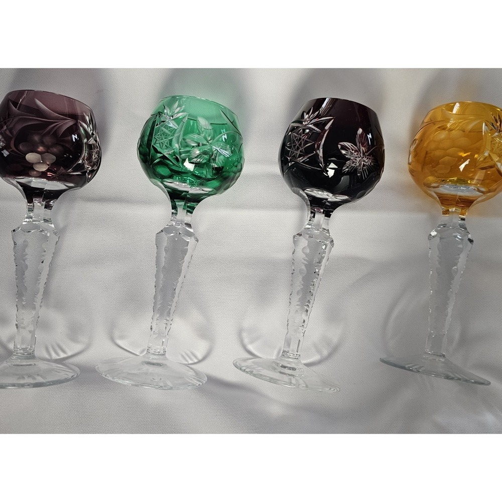 Nachtmann Traube cut to clear Bohemian crystal sherry/cordial glasses(4) 5-1/2"